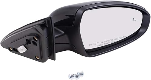 Brock Pintura de repuesto para espejo eléctrico del lado del pasajero para que coincida con el negro con detección de puntos ciegos de señal de