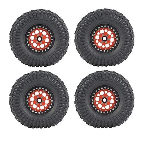 Drfeify 1/10 Wheel Hub, 4PCS 2.2 Inch Rubber Tire Alloy Rims Wheel Upgrade Parts for RC Crawler Truck(120mm)