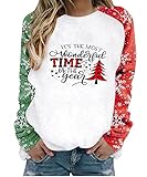 Christmas Shirts for Women Raglan Long Sleeve Round Neck Sweatshirts Snowflake Garphic Sweaters Pull