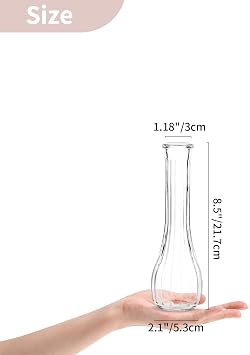 NUPTIO Glass Bud Vases Centerpiece Bulk, 8.5 Tall, Clear, Set of 3