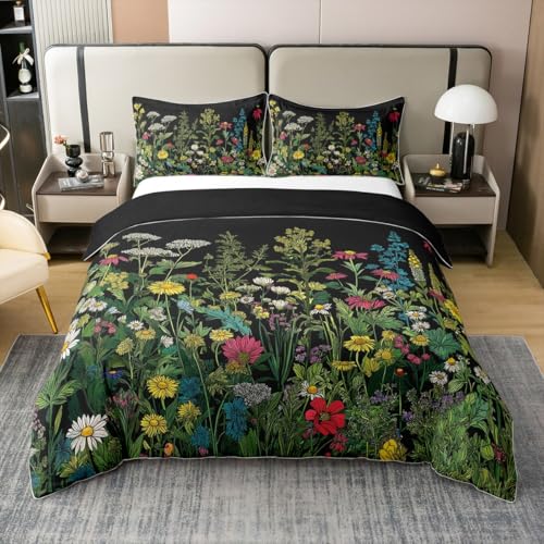 Parure de lit en coton de qualité supérieure au design botanique délicat