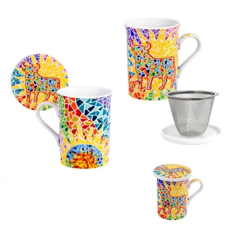 Tasses à infusion avec filtre en métal DRW set de 4 mugs ergonomiques 10x7x10 cm