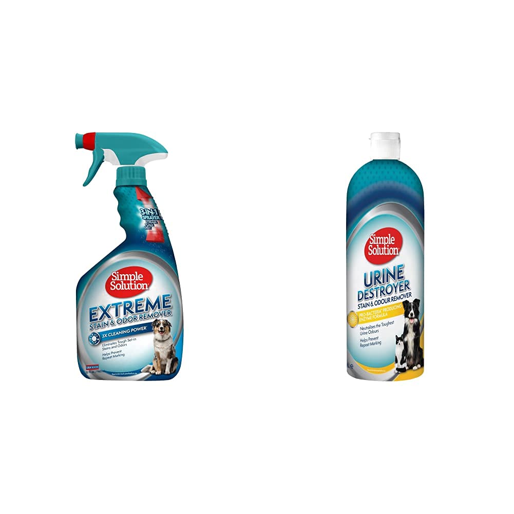 Simple Solution Extreme Elimina Macchie E Odori per Cani - 945 Ml & Semplice Soluzione Urina Destroyer - 1 L