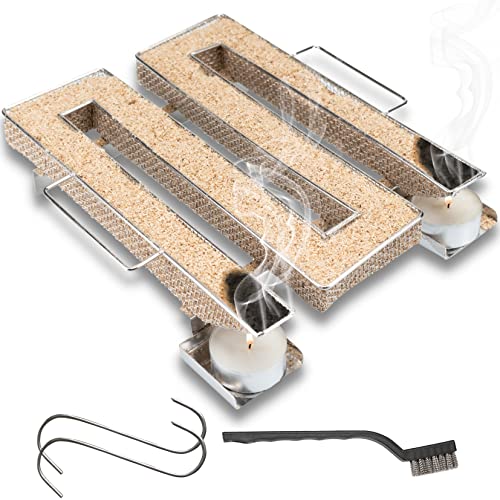 Räucherschnecke zum Kalträuchern Kaltrauchgenerator für Räucherofen Räucherspirale für Räuchermehl Sparbrand Kaltraucherzeuger - eckig M-Shape inkl. Haken und Bürste