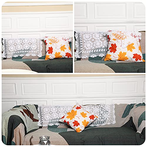 Willbond 2 Pieces Handmade Crochet Lace Table Runner Rectangular Lace Doilies Doily Floral Tablecloth Crochet Table Cover Dining Table Placemats Bedside Dresser Table Decor, 15 X 23 Inch, White #TOP5