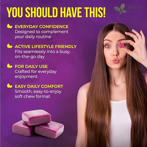 Image of FreshDrinkUS, Premium Hair Growth Soft Chews | 90 Count | Daily Beauty - Delicious Chewable Formula for Everyday Hair Routine - Non-GMO, Gluten Free, Dairy Free