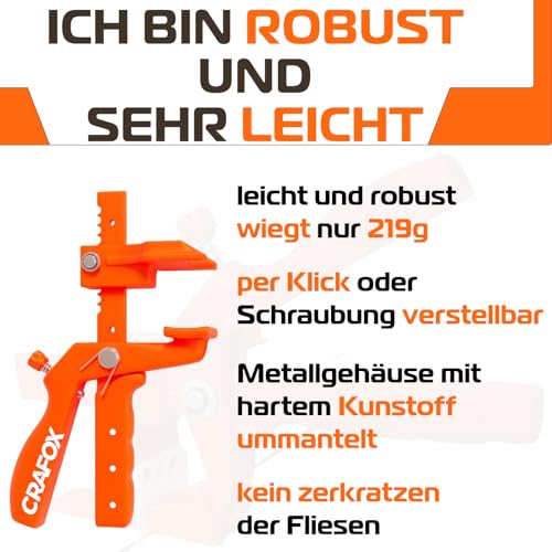 CRAFOX® Fliesen Nivelliersystem Zubehör | 1x Zange | leichtes und robustes Tool aus Metall mit hartem Kunststoff ummantelt | Fliesenleger Verlegehilfe Werkzeug | geeignet für CRAFOX® Nivelierset