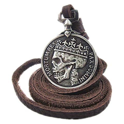 Collar de cuero marrón con calavera Steampunk Cover