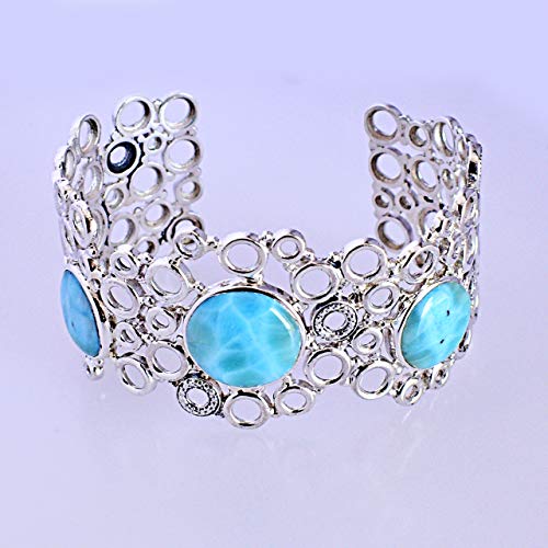 Bracelet Larimar fait main en argent sterling 925 massif bijou femme FSJ-5691 - 2
