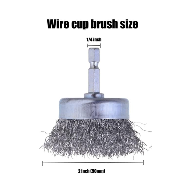 yaoqijie 4 Pcs Wire Cup Brush Set, Wire Brush for Drill 1/4 Inch Arbor 0.010 Inch Coarse Carbon Steel-2 Inch Wire Drill Brush