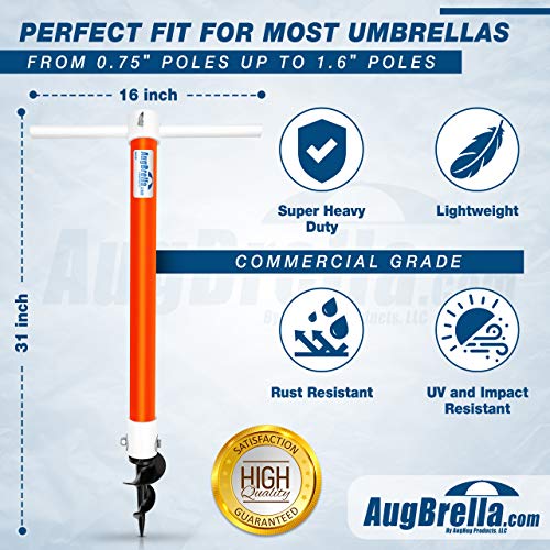 Aughog Products Llc Augbrella Commercial Beach Umbrella Sand Anchor Holder (Orange) #TOP3