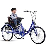 EaThsalL 24 E BIK Herren Damen Zoll Klappbar Dreirad mit Sitz 3 Rad Elektrodreirad FüR Senioren mit Aufbewahrungskorb Lastenfahrrad für Erwachsene 150kg für Besorgungen