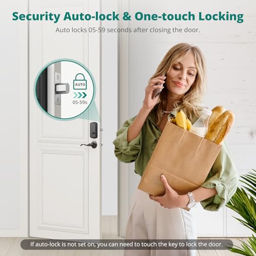 Image of AkaGear DS10 Pro Keyless Entry Door Lock with Handle - 2 Lever Handles, Bluetooth APP Control, Fingerprint Door Locks, Electronic Keypad Deadbolt Lock, Smart Doors Lock, Auto-Lock, Oil Rubbed Bronze