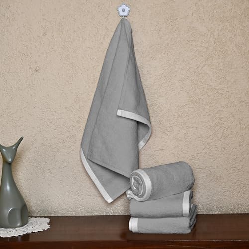 Image of Divine Casa 4 Piece Cotton Hand Towel Set 500 GSM (60 x 40 cm) | Gray Hand Towels | Soft Absorbent Quick Dry Towels