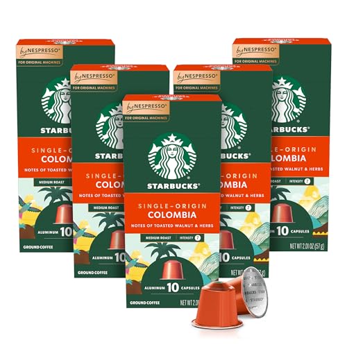 Starbucks by Nespresso Original Line, Single-Origin Colombia, Medium Roast Coffee, 50-count Espresso Pods