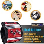 Magnetic Wristband Tool Holder - Cool Gift idea for Men Dad Handyman - Hold Small Tools Screws Nails Nuts Bolts Drill bits Small Metal Objects. 15 Strong Magnets, Adjustable Straps for All Wrist Size