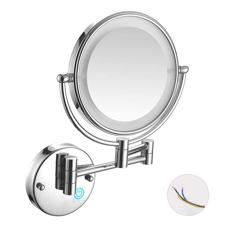 Miroir de courtoisie fini Silver White à double face grossissante