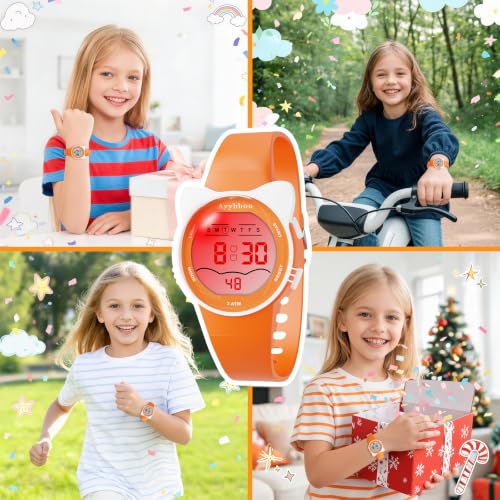 Image of Kids Digital Analog Watches for Girls Boys, 7 Color Lights Waterproof Cute Wristwatches for Kids with Alarm Stopwatch, Great Present for Girls Boys Ages 5-13