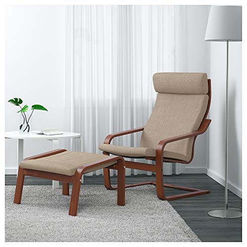 Ikea Poäng Armchair, Wood, Medium Brown, Hillared Beige #TOP1