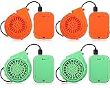 Retisee 4 Pcs Inflatable Costume Fan Mini Blower Fan for Dinosaur Portable Inflatable Fans with Battery Box for Mascot Halloween Inflatable Game Clothing Suits, Green and Orange