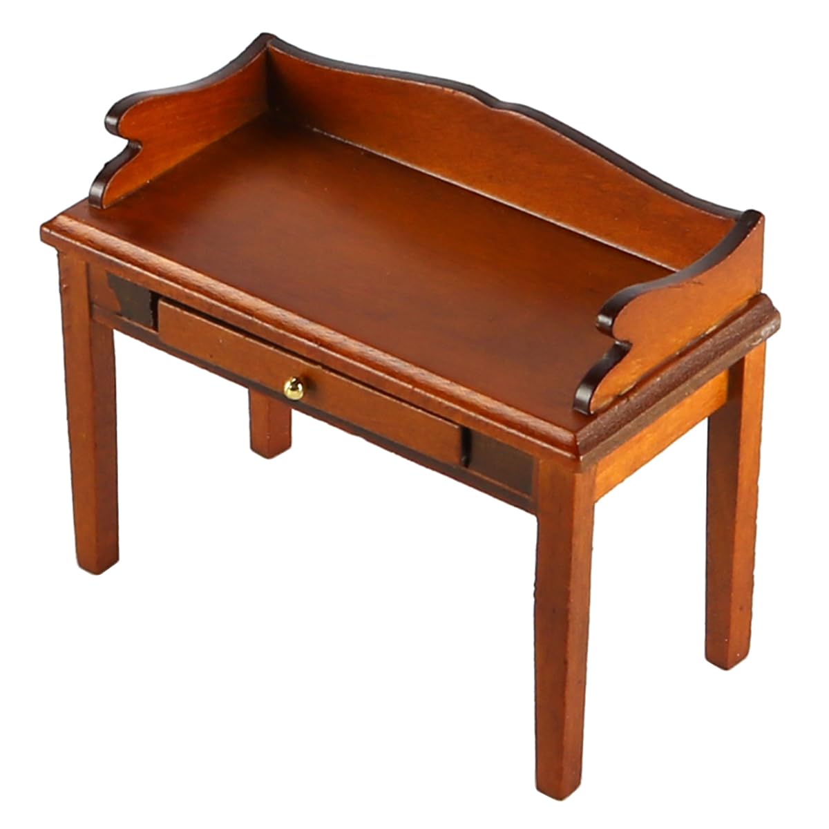 FONGKNOX Doll House Desk Miniature Desk Dolls House Walnut Desk Writing Table with Drawer 1:12 Simulation Mini Wooden Furniture Accessories for Doll House Decor - Image 2
