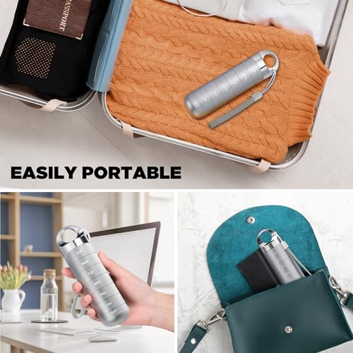 Image of Zannaki Metal Travel Pill Organizer, Portable Waterproof Weekly Pill Box, Large Aluminum Alloy Pill Case Container, BPA Free 7 Day Daily Medicine Organizer Holder for Vitamin, Fish Oil, Supplement