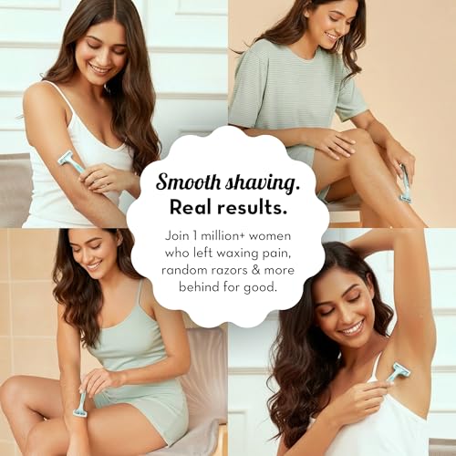 Image of Plush Smooth Slide 4 Blade Body Razor For Women | Dual Aloevera Smooth Lubrication Strips | Non-Slip Grip Rubber For Ultra Smooth Shave | Easy & Safe No Bumps & Cuts | Sensitive Skin friendly