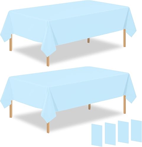 Miniatura 22 de Paquete de 2 manteles rectangulares desechables de plástico color verde salvia, de 54 x 108 pulgadas, manteles de plástico verde salvia para E02