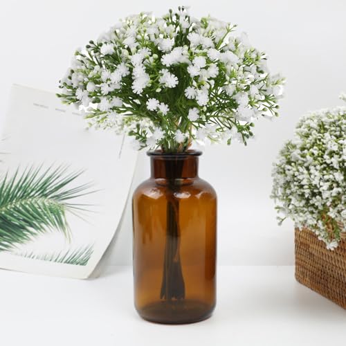 Flores artificiales de plástico paniculata de 33 cm blancas para decoración de interiores 6