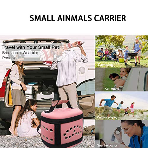 Travel Small Animals Guinea Pig Hamster Hedgehog Carrier Bag with Soft Mat Breathable Pink Portable Small Guinea Pig Chinchillas Hamsters Hedgehogs Carrier Handbag Mini Box for Small Animals Carriers
