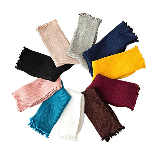 5/10 Pairs of Womens Crew Socks All Season Soft Slouch Knit Cotton Socks Solid Color