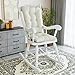 Klear Vu Omega Non-Slip Rocking Chair Cushion, Assembled in USA, Thick Tufted Design, Includes Seat Pad & Back Pillow with Ties, 17x17 Inches, 2-Piece Set, Solid Ivory