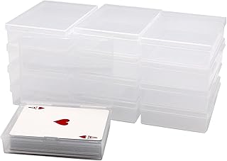 12 Pack Playing Card Deck Boxes, Empty Plastic Storage Box Fits Baseball Trading Cards, Gaming Cards, Snaps Closed