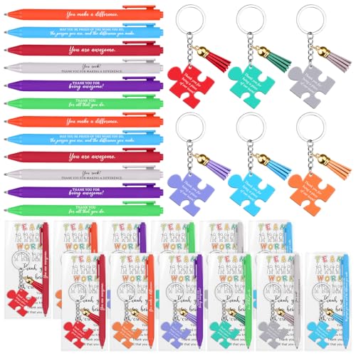 Cadeaux d'adieu inspirants pour collègues avec stylos bille et porte-clés