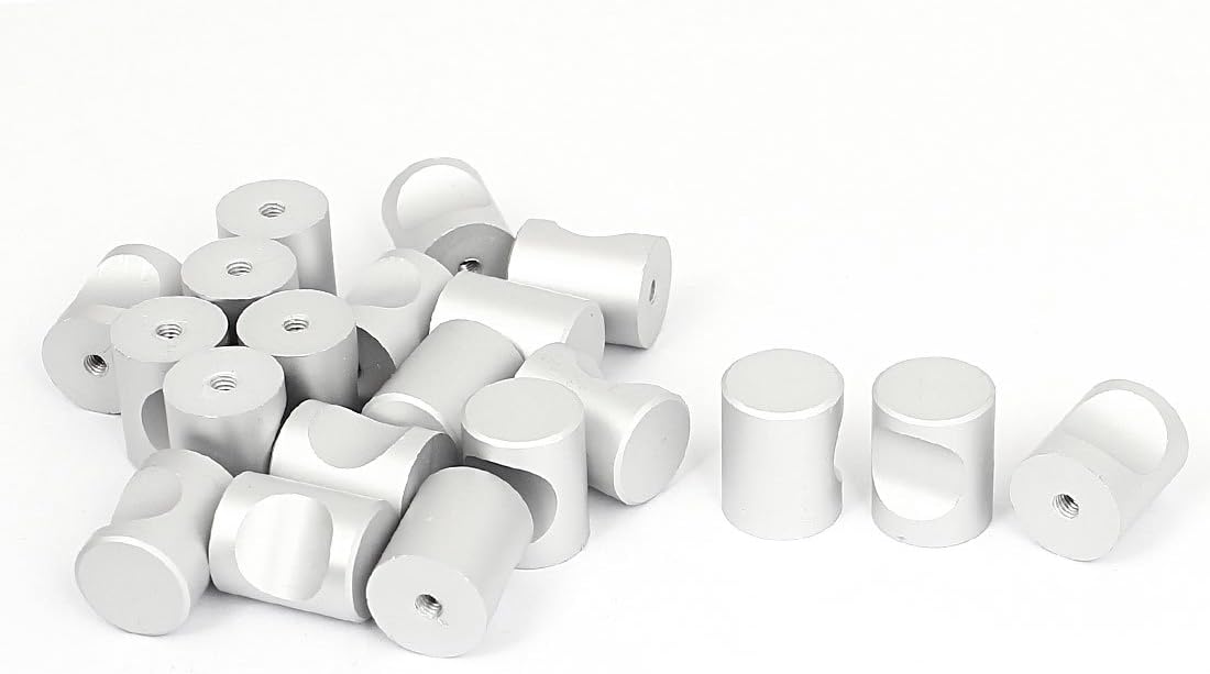 Aexit Cupborad Dresser Cabinet Hardware Drawer Door Cylinder Shaped Pull Handle Knob Silver Pulls Tone 20pcs