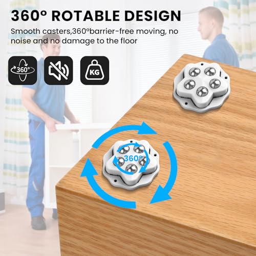 8 Stk Kugelrollen Schwerlast, Möbelrollen Flach, Kugelrollen für Möbel, Rollen Zum Kleben 200kg, Selbstklebende Starkes Rollenrad 360 Grad Rollen für Möbel, Aufbewahrungsbox, Kleingeräte (Weiß, 8)