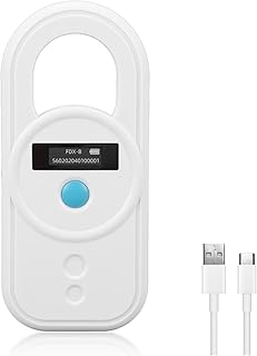 Pet Microchip Reader Scanner, USB Rechargeable Pet Chip ID Tag Scanner, 134.2K 125k Dual Frequency Animal ID Microchip Scanner for Dog Pet Cat Pig, Animal Tag Scanner (White)