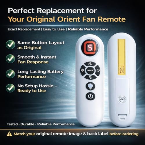 Image of Remote Compatible with Aeroslim BLDC Orient Ceiling Fan | Wireless with Sleep Mode, Timer Mode and Speed Adjustment - Orient Remote Control (Fan Not Included)
