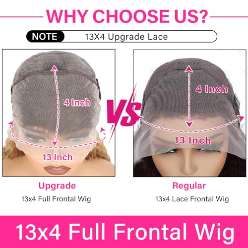 Image of SOEZ 12 Inch Highlight Ombre Bob Wig Human Hair 13x4 Deep Wave Lace Front Wigs Human Hair Honey Blonde Short Curly Bob Wig 4 /27 Water Wave Human Hair Wig 180% Density Wet Wavy Colored Wig for Women