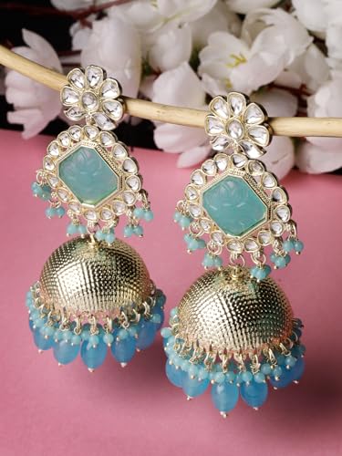 Classical Kundan Studded Jhumka Earrings For Women