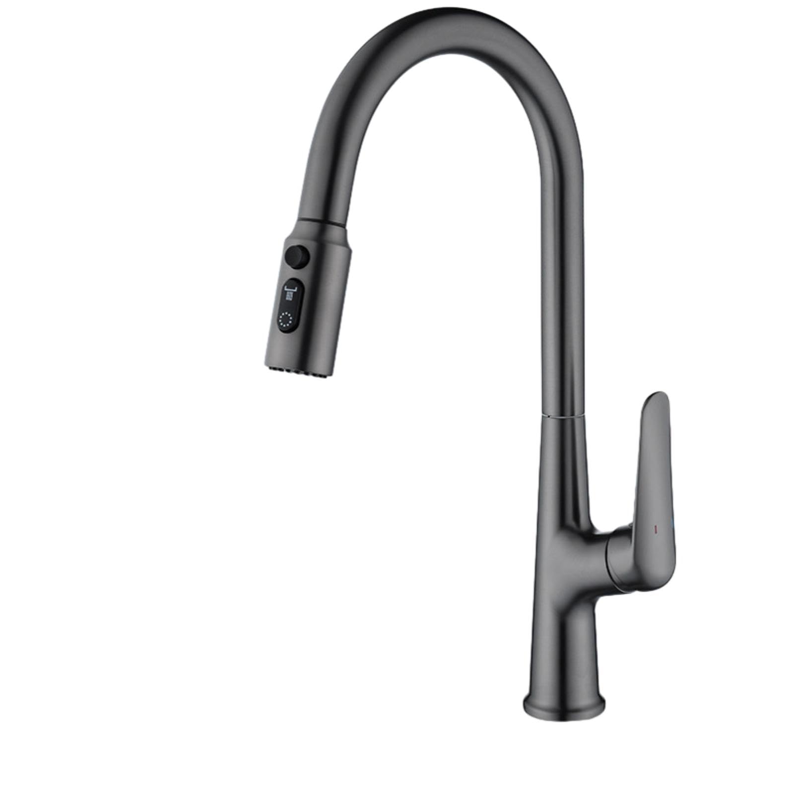ZYCHSJXA Sink Taps Kitchen Pull-Out Faucet Hot and Cold Universal Telescopic Gun Gray