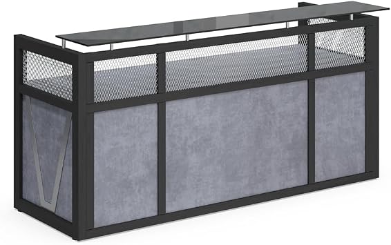 NBF Reception Desk Front Counter Workstation for Office Lobby Reception Area, 87 W x 30 D, Gray, District Collection