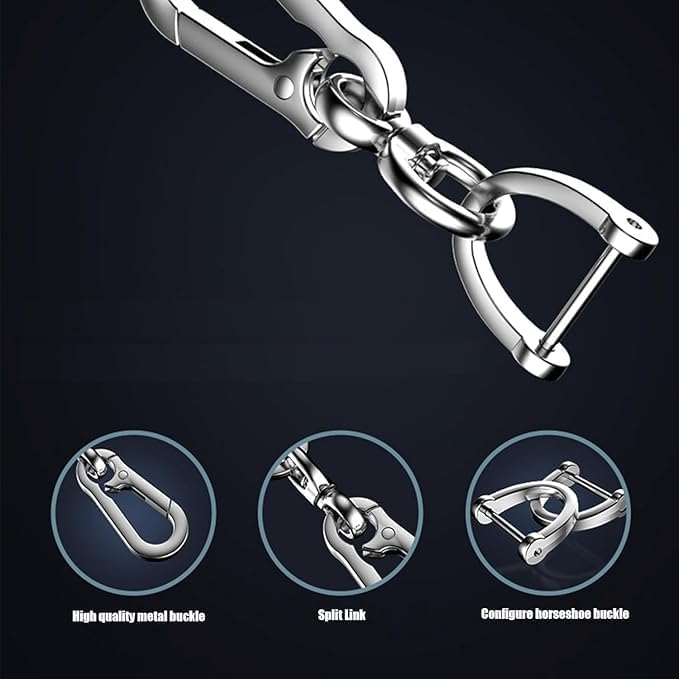 Image of Metal Keychain with Carabiner Clip | Portable Key Ring Holder | Heavy Duty Key chain Charm | Everyday Carry Key Accessory for Men Women | Gift for Car & Bike Keys