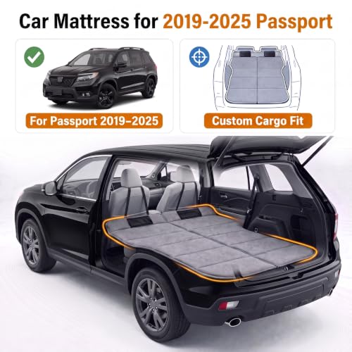 Image of Car Mattress for 2019-2025 Honda Passport, Upgraded Non-Inflatable Thickened Foam SUV Car Camping Mattress, Foldable Trunk Sleeping Pad Car Bed Mattress for Road Trips Camping Travel