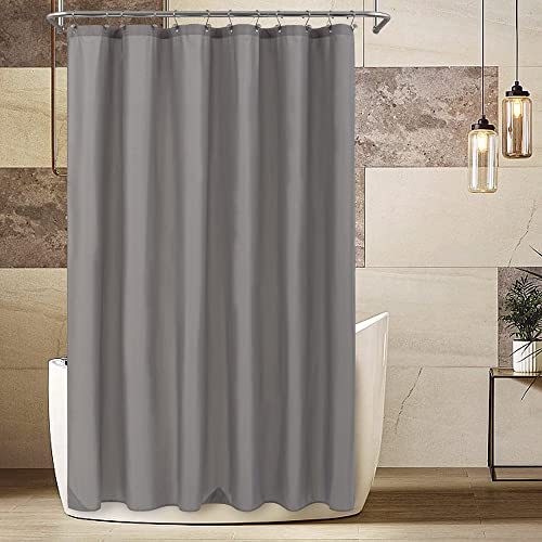 Image of ALYVIA SPRING Extra Long Waterproof Fabric Shower Curtain Liner Grey, 72x84 | 3 Magnets, Soft Cloth & Hotel Quality, Machine Washable, Light-Weight, Extra Long Size