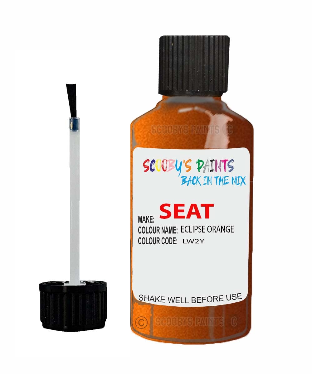 Scoobys Paints Back In The Mix Eclipse Orange Touch Up Paint For Seat Arona Lw2y 2016-2020 30Ml Bottle Brush Scratch Stone Chip Repair Pen