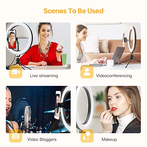 10.2\" Ring Light with Tripod Stand&Phone Holder,Anozer Dimmable Desktop Selfie Ring Light LED Camera Ringlight for Live Stream/Makeup/YouTube Video/Vlog/TIK Tok/Zoom,Compatible with iPhone&Android