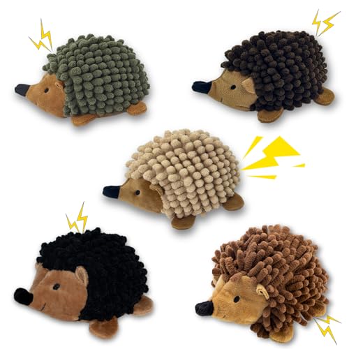 Chongqile Plush Hedgehog Dog Toys 5 Pack 2-in-1 Squeaky No-Stuffing Hedgehog for Small and Medium Pets Keep Your Puppy Busy with Multi-Colored for Indoor & Outdoor Play