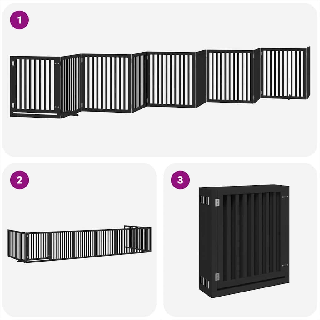 Puerta plegable para perros con puerta de madera de álamo negro, 800 cm de longitud, estable, para casa, apartamento, jardín, protección y seguridad de cachorros y perros