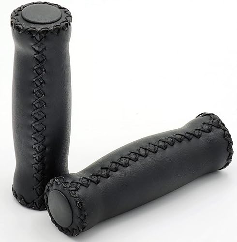 Velo Puños de cuero de vinilo - Negro, para manillar de 7/8" de bicicletas de crucero de playa